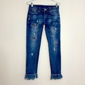 Grace In LA Buckle Skinny Frayed Cotton Stretch Womens Denim Jeans 25x29